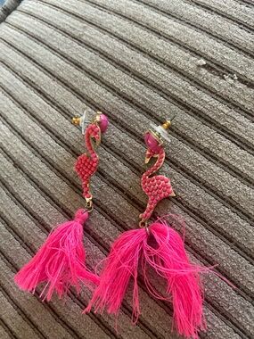 Pink Flamingo Tassel Drop Earrings - Brand